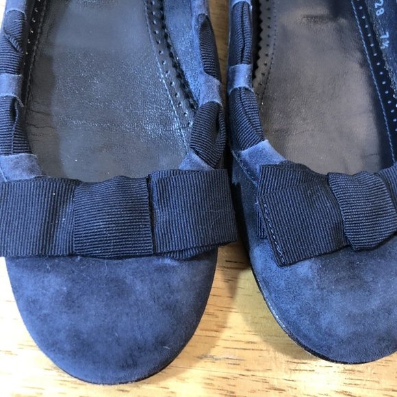 Blue Suede Leather Ballet Flats J Crew Ribbon Bow  Slip On Italy Women's… - Picture 10 of 10